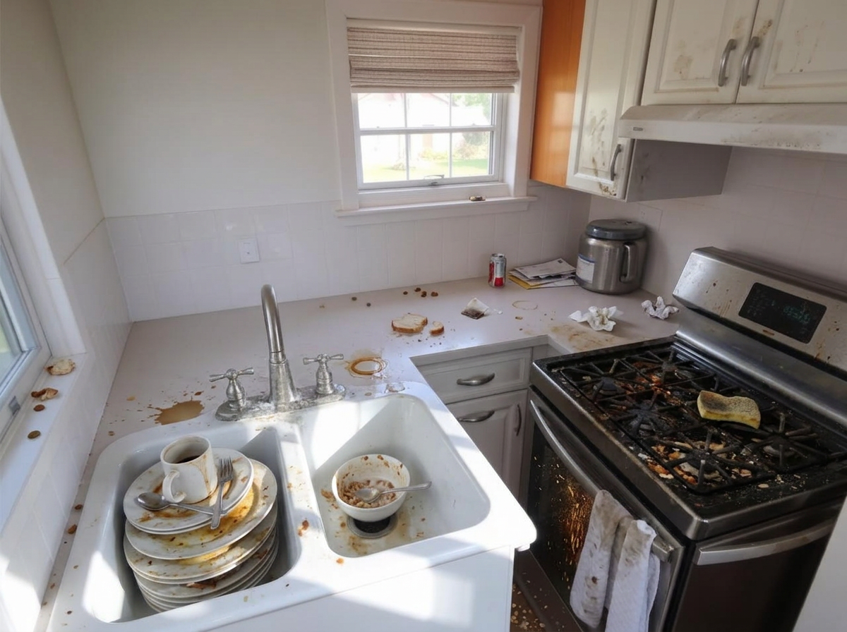 Kitchen deep clean — before cleaning